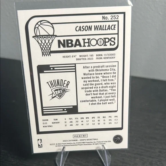 NBA Hoops OKC Thunder Cason Wallace Rookie Card - Picture 2 of 2